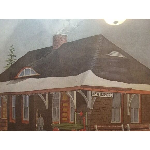 Vintage Framed Print "KENNEDY '81" Called "NEW OXFORD TRAIN STATION" - Picture 7 of 12